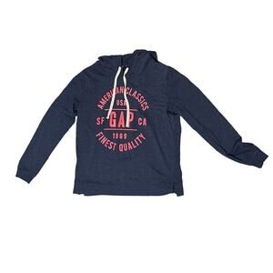 GAP Women's Navy Hot Pink Glitter Graphic Hoodie Sweatshirt College Casual M‎